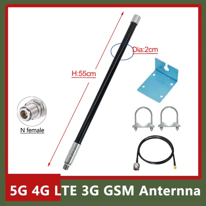 Baz İstasyonu 5G 4G LTE 3G GSM 600 ~ 6000 Mhz Anten IP67 Su Geçirmez Açık Omni WiFi FRP Helyum Hotspot Madenci Anteni N dişi