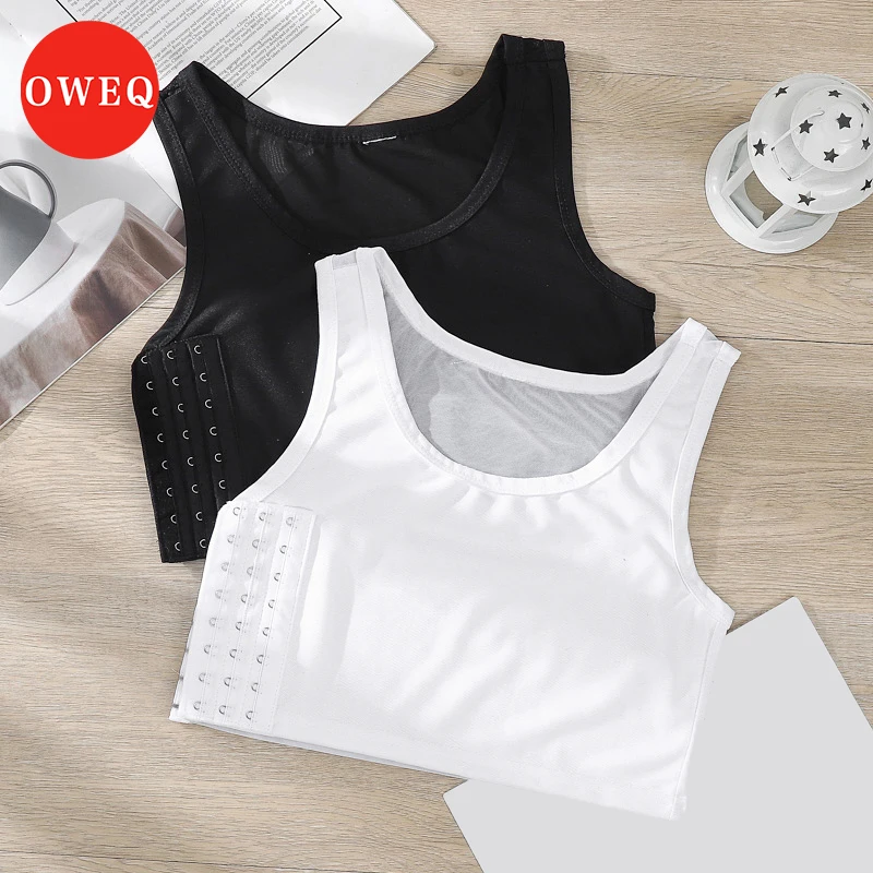 OWEQ Women Seamless Summer Short Vest Flat Breast Binder Breathable Tank Top Shaper Bustier Corset Tomboy Underwear Wholesale