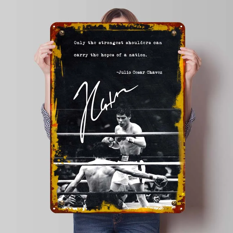 Julio Cesar Chavez Boxing Sports Metal Poster Aesthetic Room Decor Men Custom Metal Tin Signs for Wall Art Decoration Man Cave