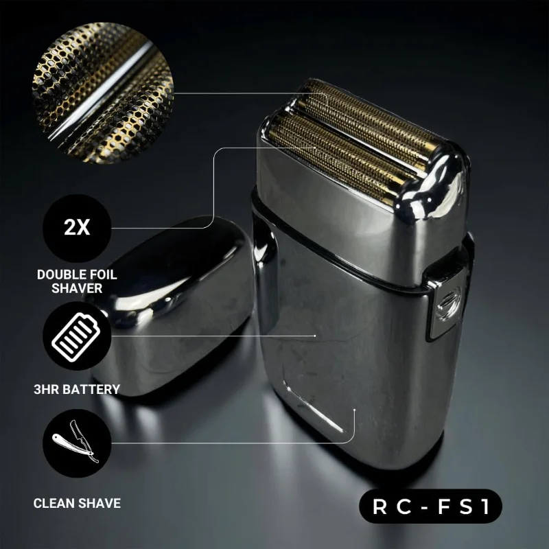 Royal Clips Kit Dissolvenza Capelli e Barba 2.0 – Pacchetto Tagliacapelli Professionale, Trimmer e Rasoio a Lamina per Uomo, Batteria da 5 Ore, Argento
