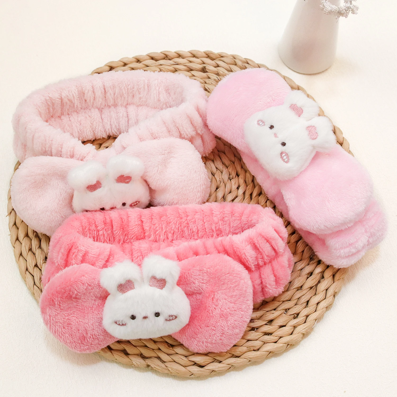 Cute Spa Headband Wristband Set Face Washing Soft Skincare Headbands Rabbit Hairband for Women Girls for Washing Face Make Up