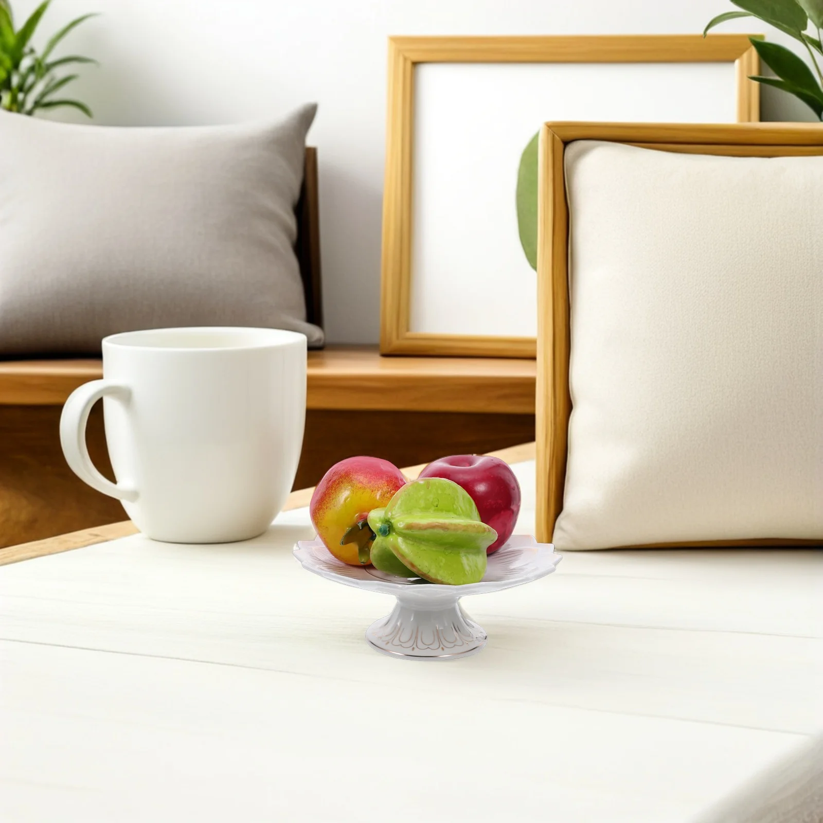 

White Ceramic Buddhist Fruit Plate 7 Inch Temple Offering Tray Sacred Fruit Bowl Ritual Dessert Serving Display Religious