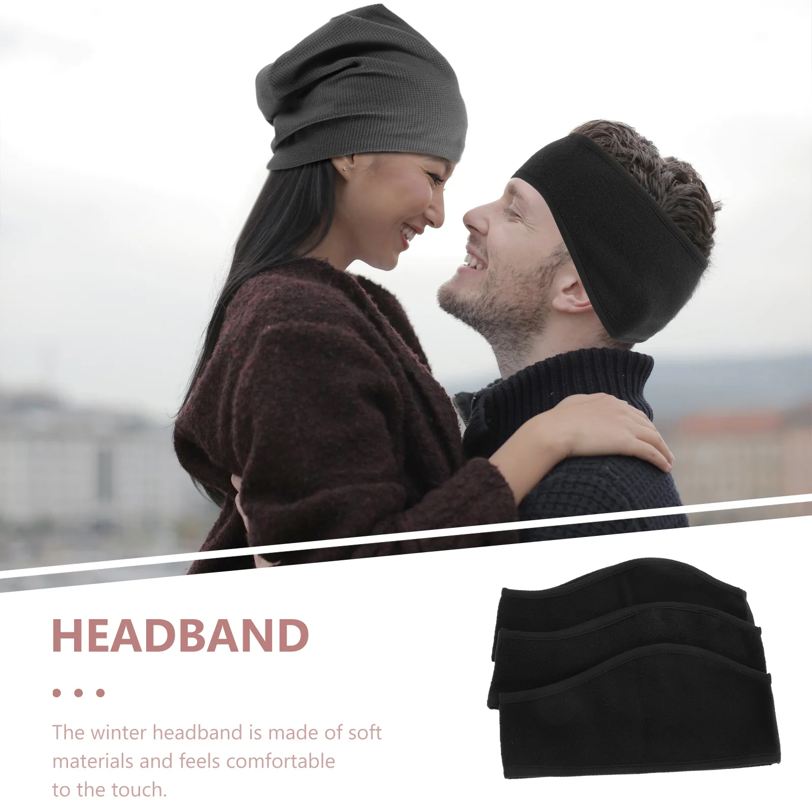 

3pcs Windproof Warm Headband Polar Fleece Elastic Winter Ear Warmer For Outdoor Sports Running Cycling Climbing Unisex Headwrap