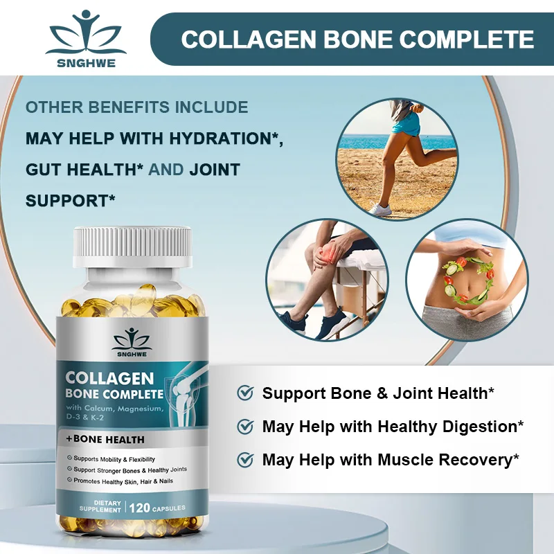 Collagen Bone Complete Capsules Helps Support Joint Cartilage, Collagen Production and Calcium Absorption, and Immune Support