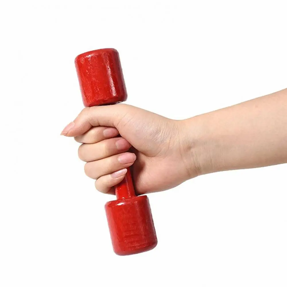 Useful Kindergarten Physical Exercise Wooden Dumbbell Multifunctional Dumbbell Fitness Toy No Burrs Sporting Goods