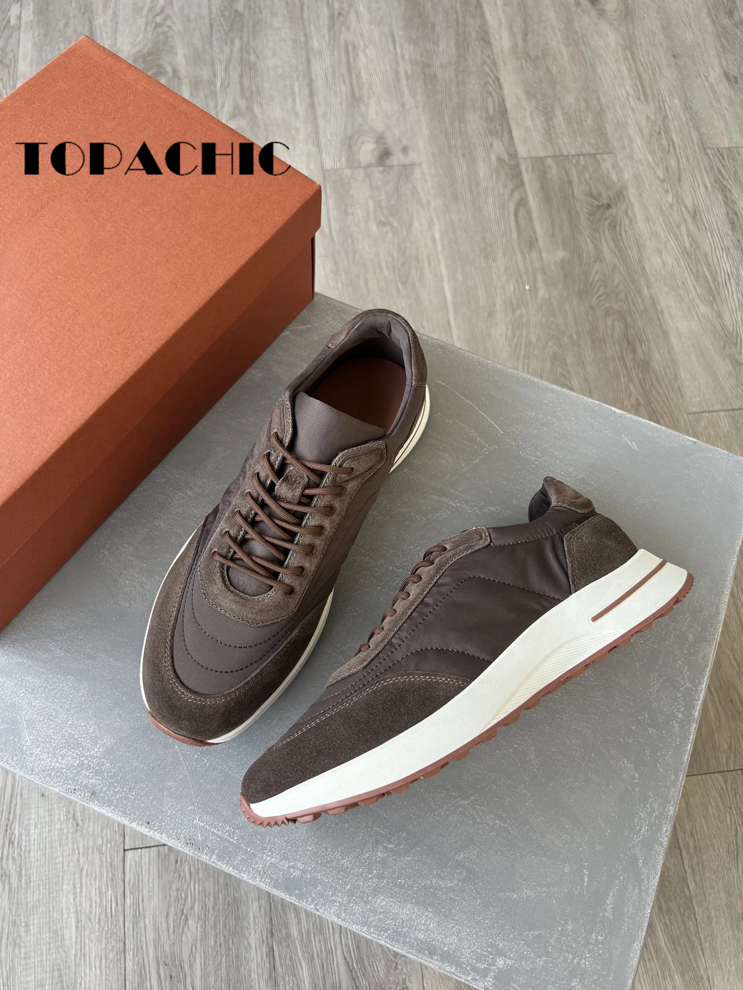 10.26 Sneakers Casual da uomo TOPACHIC colore a contrasto comode scarpe da ginnastica in gomma scamosciata di mucca scarpe vulcanizzate scarpe da