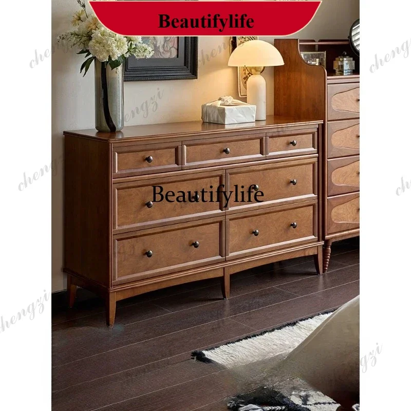 American retro solid wood seven-chest cabinet bedroom bedside living room dining side cabinet m138