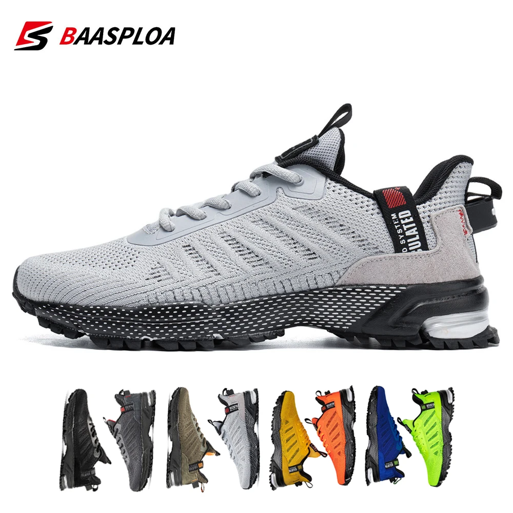 Baasploa – chaussures de course professionnelles pour hommes, baskets légères en maille de styliste à lacets, chaussures de sport de plein air et de Tennis