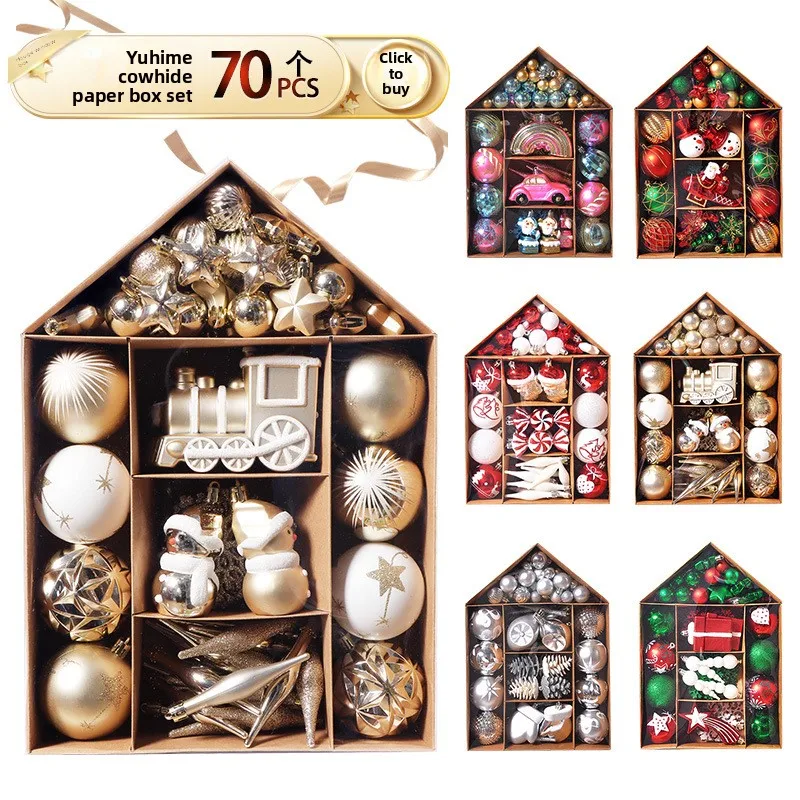 70個のマルチサイズクリスマスボールセット スターストッキング、ワンド、ラウンドサンタクロースツリーDIYデコレーション 子供への完璧なギフト