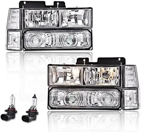 

Headlights, Compatible with 1994 1995 1996 1997 1998 GMC C/K 1500 2500 Sierra Yukon Suburban （Clear lens Chrome Housing Clear Re