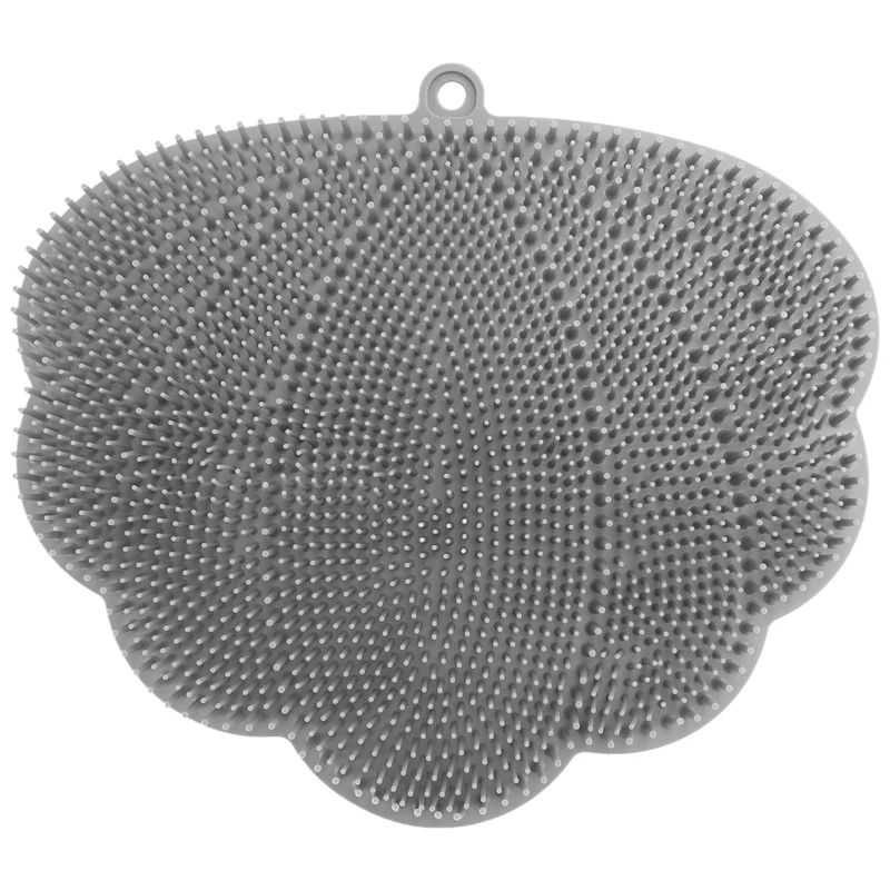 جهاز تنظيف للظهر والقدمين مثبت على الحائط بدون استخدام اليدين مع أكواب شفط - تنظيف عميق وتقشير باللون الرمادي للاستحمام