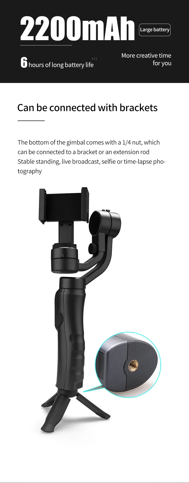 Portable Foldable 3-Axis Smartphone Gimbal Stabilizer with Tripod  Active Track Vlogging Stabilizer YouTube TikTok Video Gimbal