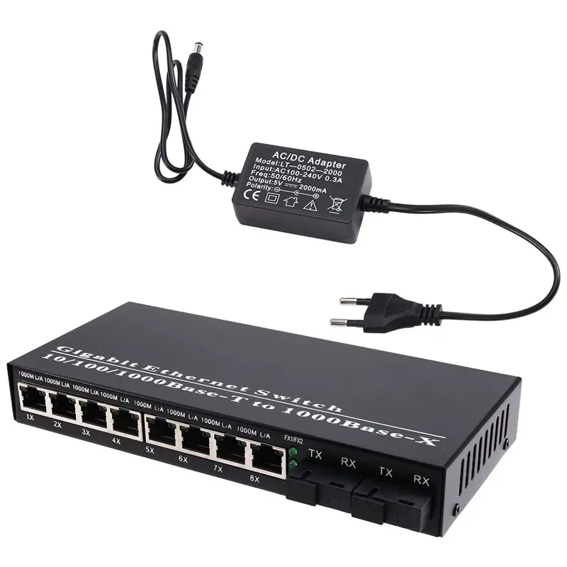 

Новый технический оптоволоконный медиаконвертер Gigabit Ethernet Switch 8 портов RJ45 UTP и 2 оптоволоконных порта SC 10/100/1000M, 3 км EU PLUG