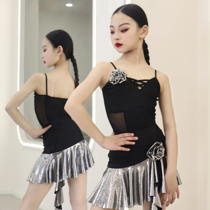 

customized women's adult Latin dance costume girls' practice children's performance professional set fringe dress skirt faldas