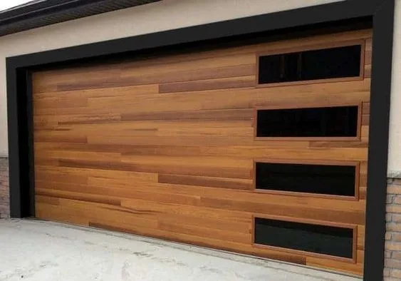 EdgyDoor Customizable Sectional Garage Door (Windowed, Wood Grain) | Anti-Pry, High Security Suitable for Home & Warehouse