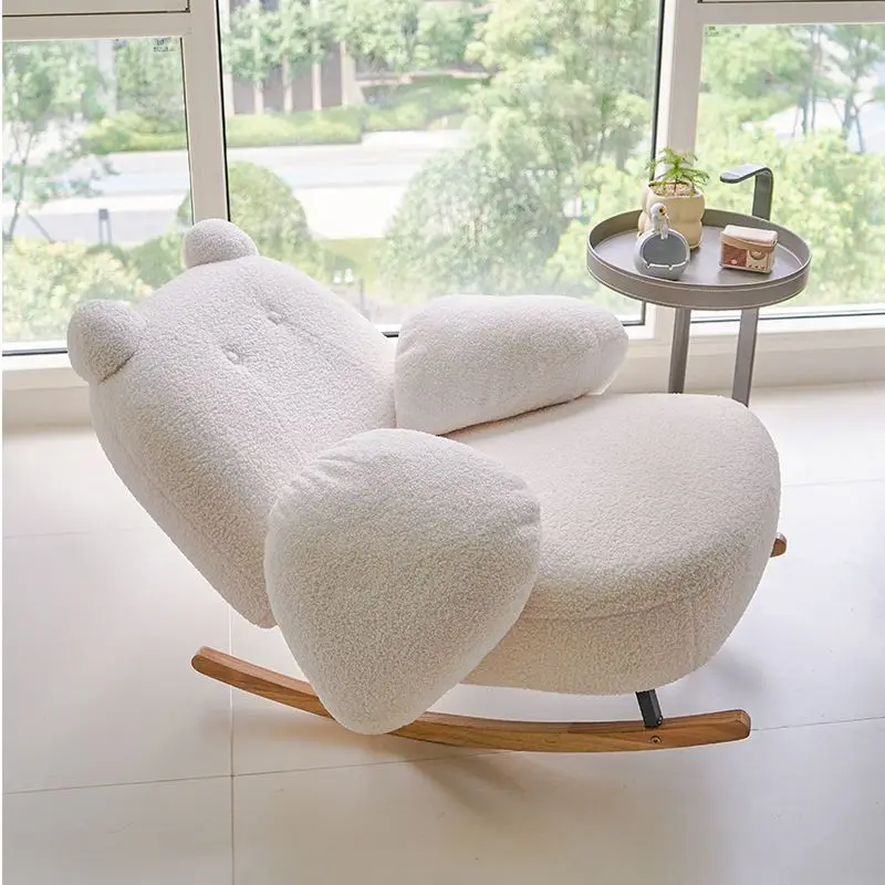 New Rocking Chair Home Balcony Net Red Recliner Cute Living Room Leisure Sofa Single Lazy Big White Cream