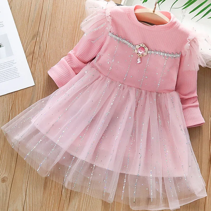 Autumn Kid Girl Dress Birthday Party Princess Costume Teen Children Prom Dress Snow Girl Clothes Outfit Dress Up A835