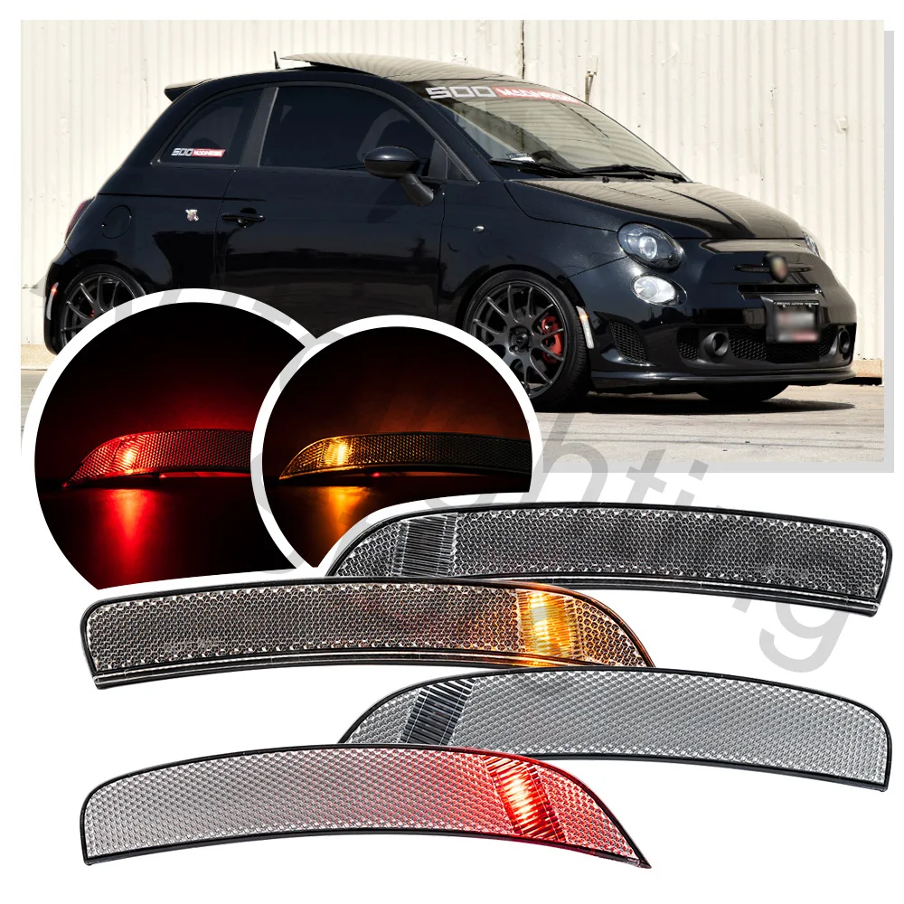 4PCS For Fiat 500/500C Abarth 2012 2013 2014 2015 2016 2017 Front＆Rear Bumper Lamp Side Marker Turn Signal Indicator #68085232AB