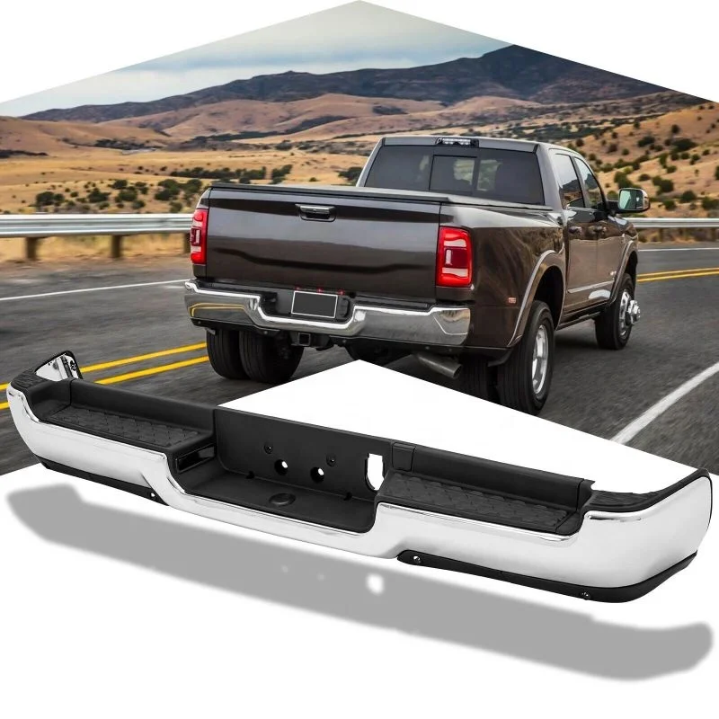 STEEL REAR BUMPER W/SENSOR HOLE  ASSEMBLY CHROME BUMPER  FOR 2019-2023 DODGE RAM 1500