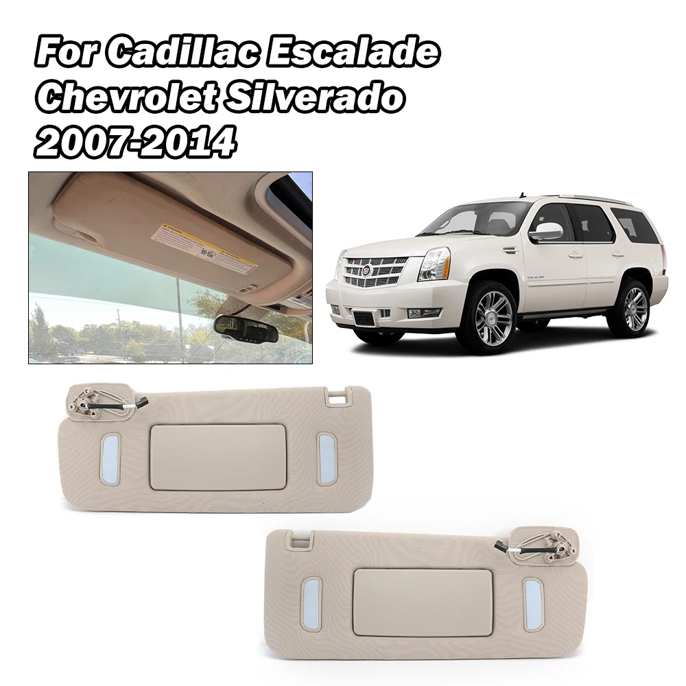 Sun Shield Board for Cadillac Escalade Chevrolet Silverado 2007-2014 For GMC Yukon 2007-2014 Beige ABS Lights Makeup Sun Visor