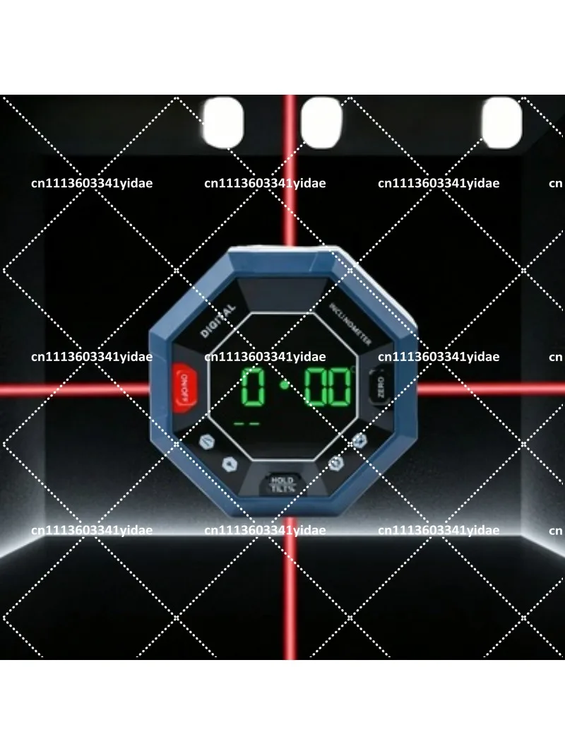 9-Sided Magnetic Digital Angle Finder with Laser, Multifunctional Level Tool, LCD Display for Accurate Measurement