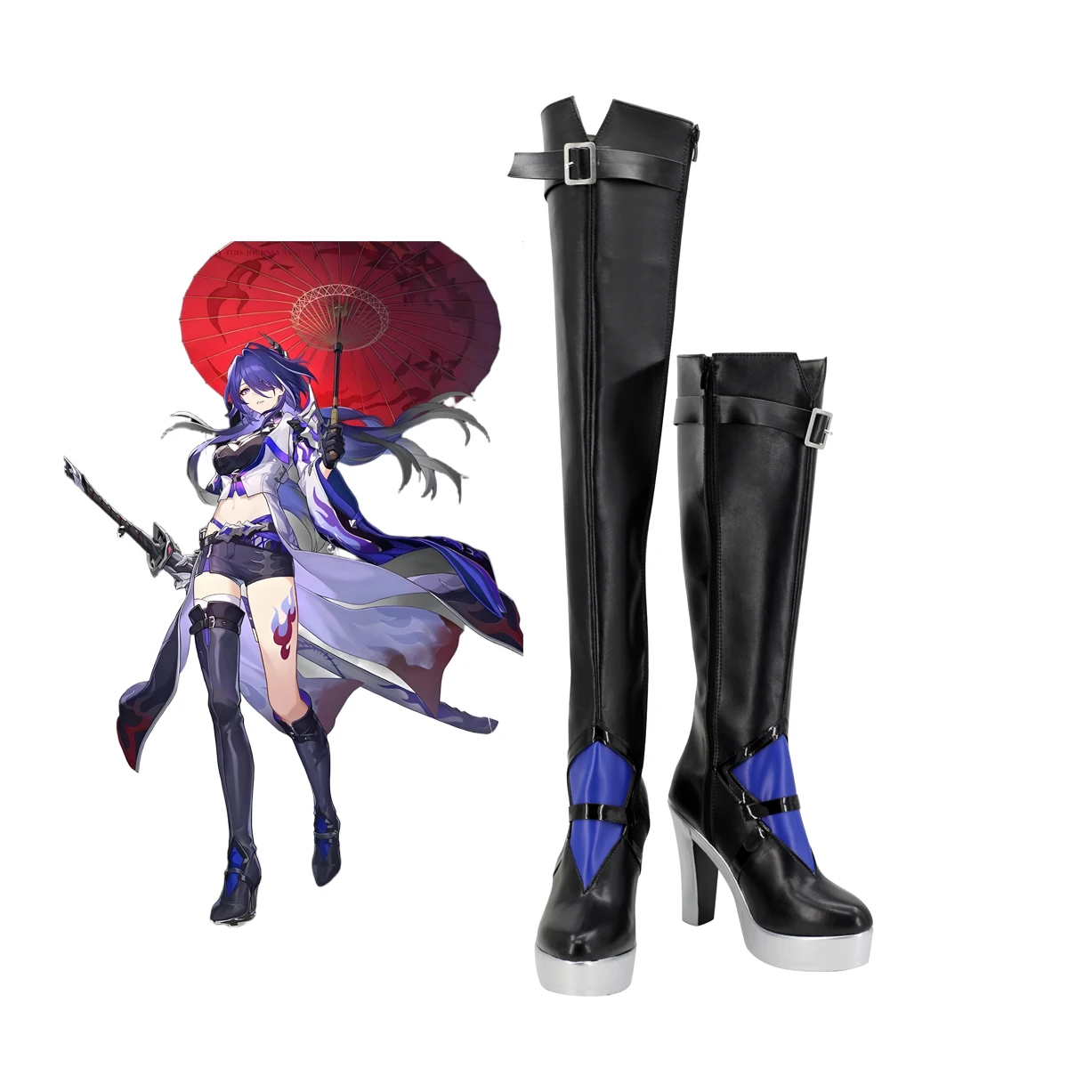 

Custom Made Huangquan Cosplay Shoes Honkai Impact 3rd High Heel Boots Any Size