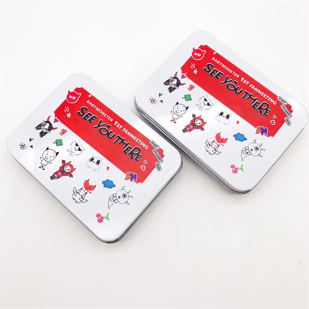 Kpop Babymonster Cartoon Cute Iron Box Student Stationery Desktop Storage Box Flip Cover Storage Box RUKA ASA PHARITA Fans Gifts