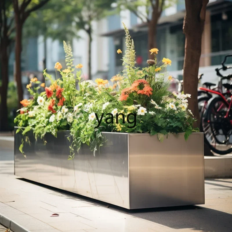 LTT outdoor stainless steel flower box fence commercial street outer pendulum green plant box partition combination