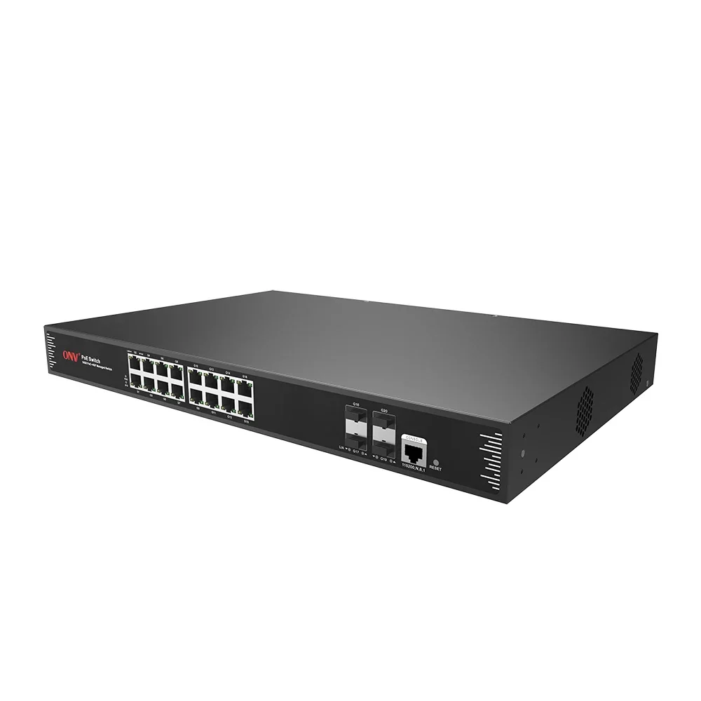 ONV L2 managed Network switch with 16 poe port and 4 SFP port full gigabit poe fiber switch