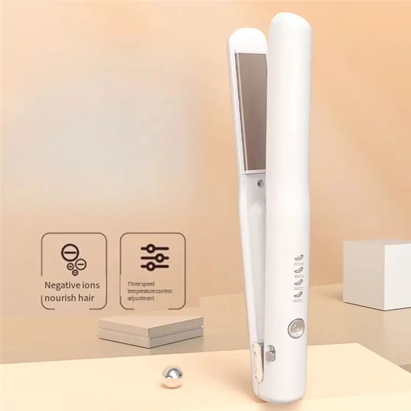 【استمتع لها】مكواة فرد الشعر الصغيرة ومجعد الشعر USB للسفر، مكواة تجعيد الشعر ثنائية الأغراض