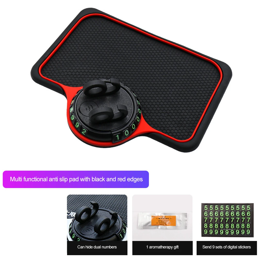 

Anti-Slip Mat Auto Phone Holder Multi-Functional Car Temporary Parking Number Dash Phone Mount Silicone Dashboard Car Pad Mat