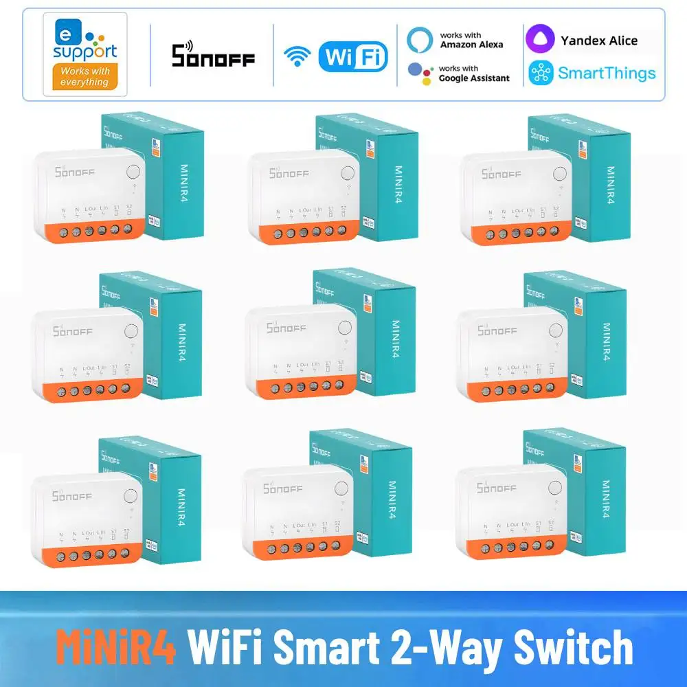 SONOFF-Módulo de interruptor MINI-R4 Wifi, dispositivo de 2 vías, Mini Aplicación de hogar inteligente extrema, EWelink, Control remoto, Alexa,