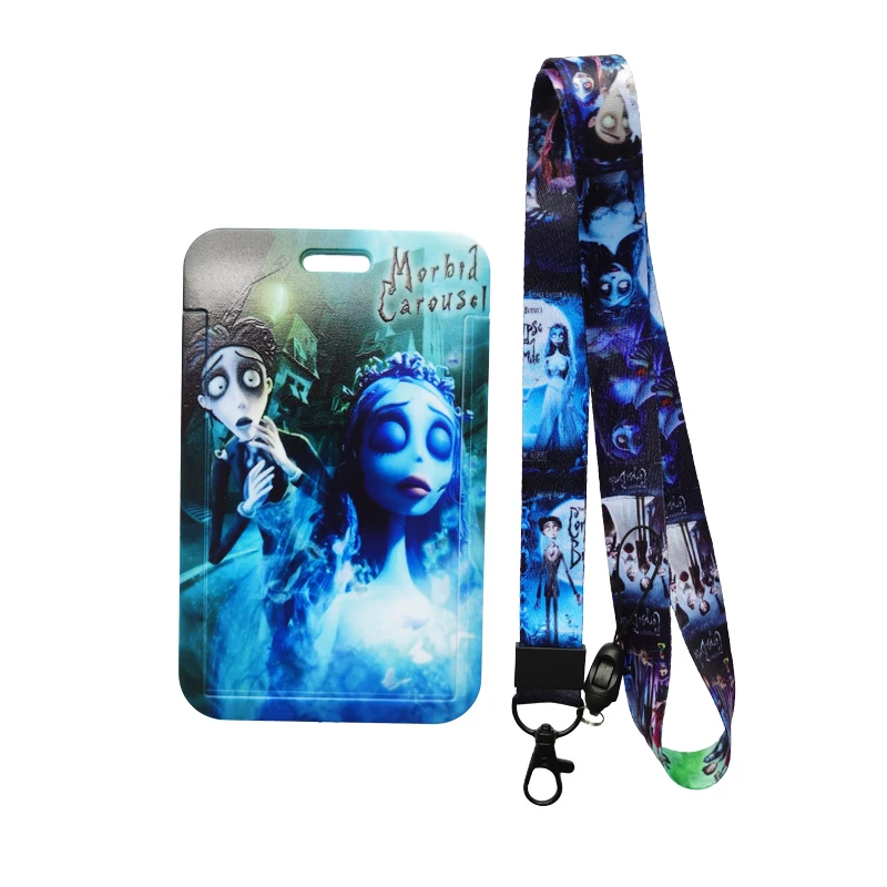 Corpse Bride ID Badge Holder with Cute Lanyard for Women and Men Credit Card Holders Neck Strap Door Credential Key Chain Gift