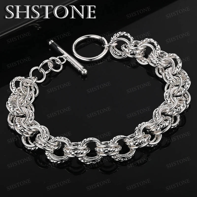 

New 925 Sterling Silver Fashion Trend Bracelets Men Charm Bracelet Woman's Birthday Gift Wedding Party Jewelry Accessories