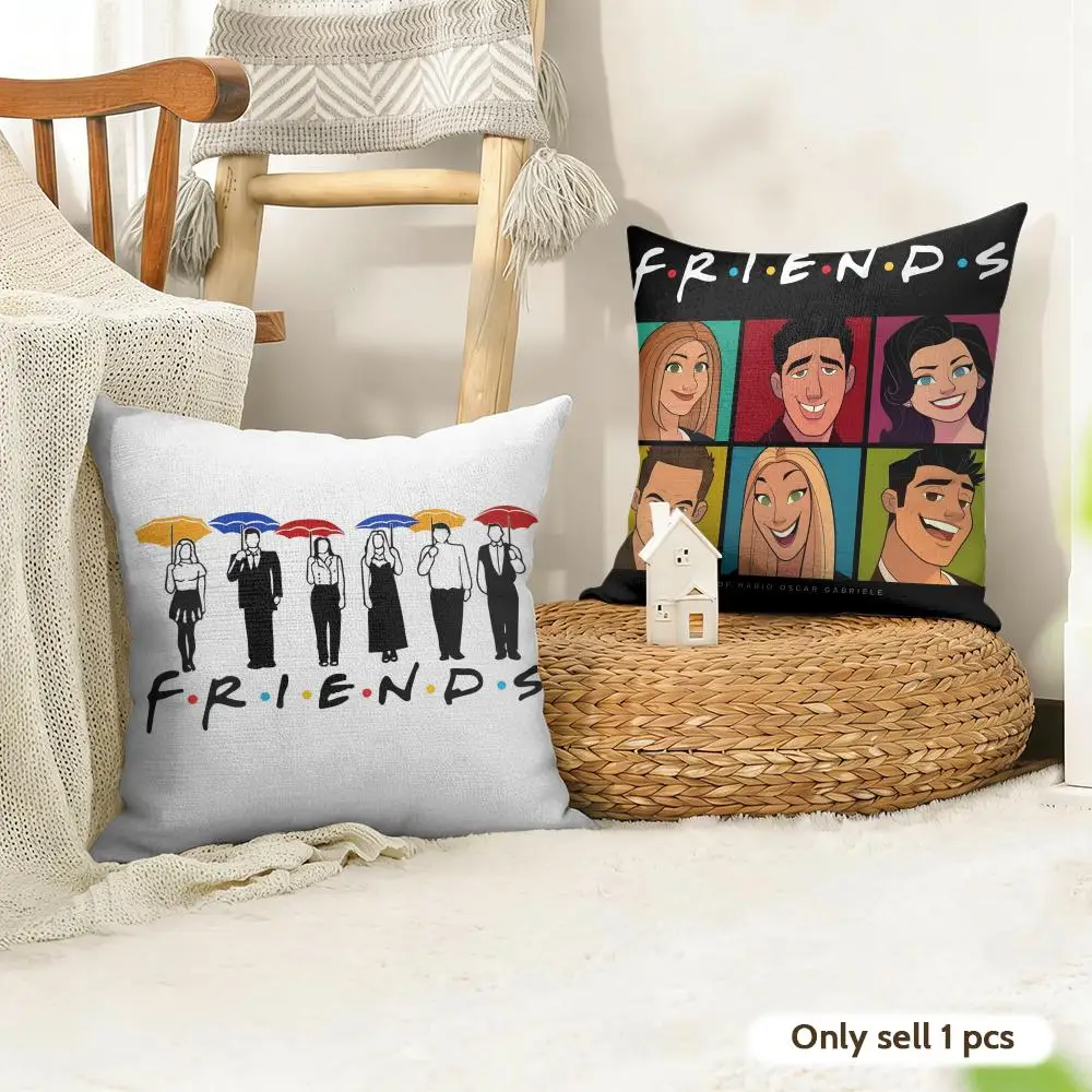 TV Show F-Friends Cushion Cover Natural Linen Organic Fabric Double-Sided Printing Sofa Home Decor Gift Pillow Case