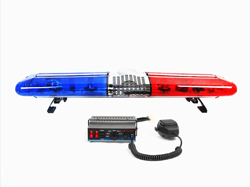 120cm Emergency vehicles warning light Car Rotate lightbar+100W Loudspeaker+100W police siren alrm microphone amplifier