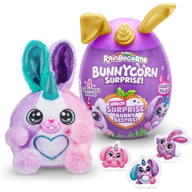 Rainbocorns Bunnycorn Surprise (2 Pack) Collectible Plush Stuffed Animal, Surprise Eggs, Stickers, Ages 3+ for Girls & Children