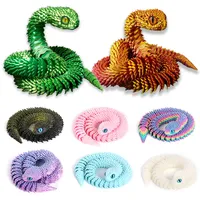3D Printed Snake Rotatable Articulated Snake Joint Mobility Animal Simulation Model Office Desktop Ornament Home Decor Kids Gift