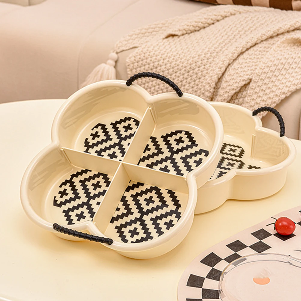 

Snack Tray Food Dish Dried Fruit Veggie Desktop Serving Divided Plastic Candy Plate Storage Organizer Portable Lightweight