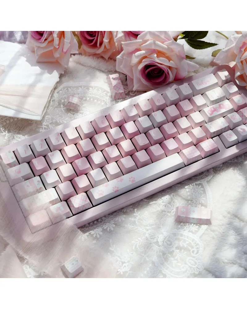 pink-and-white-gradient-pbt-dye-sub-keycaps-full-set-oem-profile-for-mechanical-keyboards