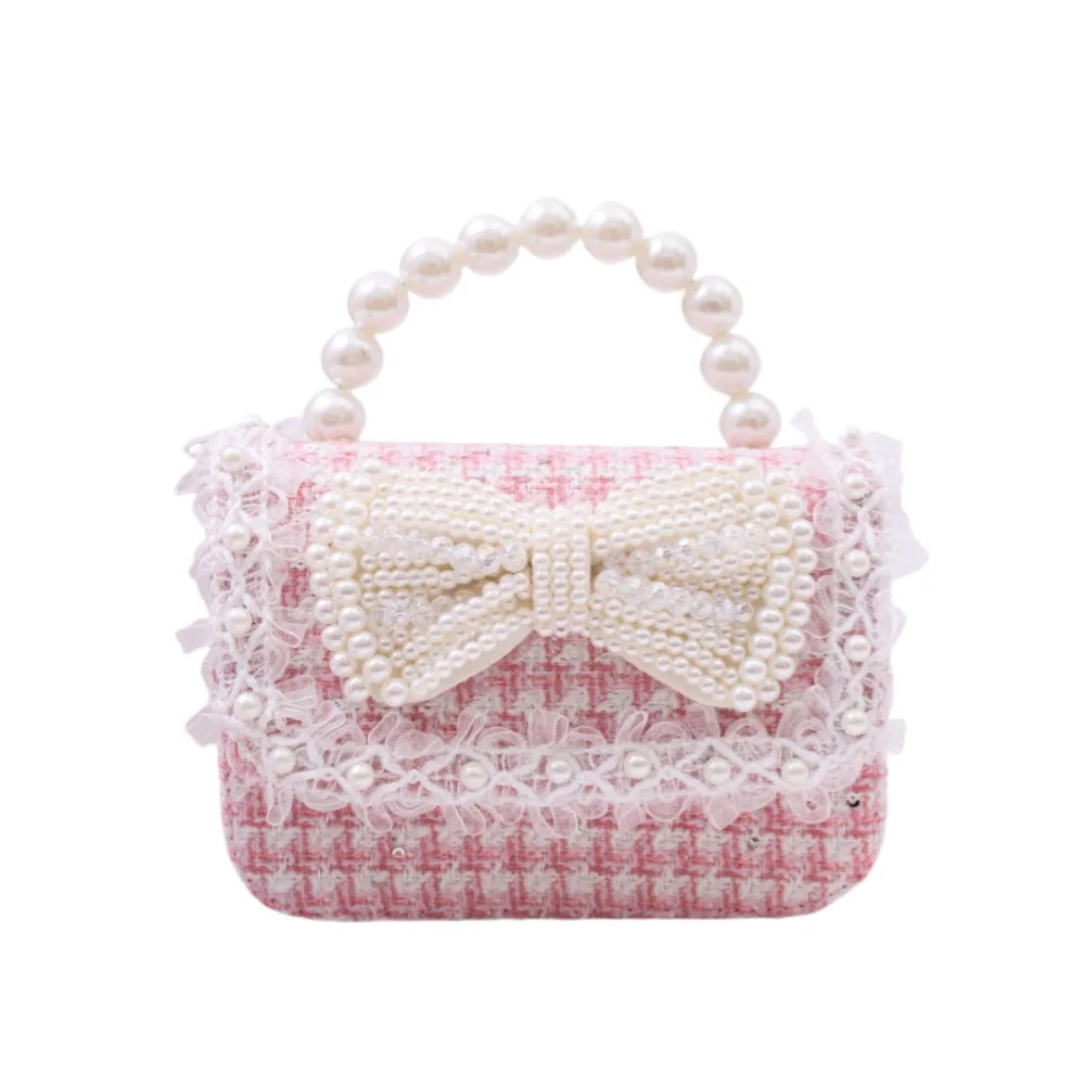 おしゃれな女の子用ハンドバッグ、シックなパールクロスボディバッグ、キュートなプリンセスショルダーバッグ（子供用）