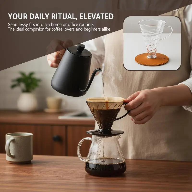 Clear Conical Coffee Dripper Food Grade Spiral Pour Over Coffee Maker for Home Office Cafe Barista Use