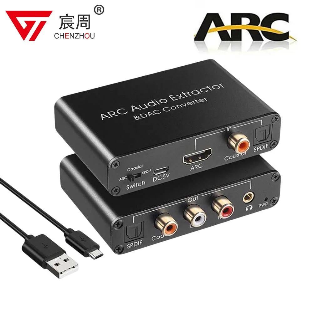 

ARC Audio Extractor HD Audio Return Channel DAC Audio Converter Digital HD Optical SPDIF Coaxial and Analog 3.5mm L/R Stereo