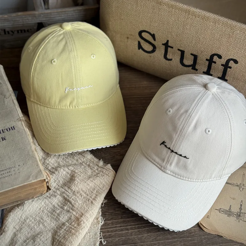 

Korean Style Spring Summer New Solid color lace Soft Top Embroidered Letter Baseball Cap Women's Travel Versatile Sunshade cap