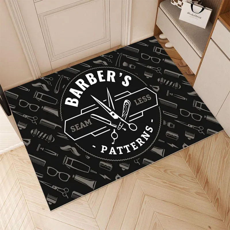

Модный винтажный ковер с логотипом парикмахерской и черепом для гостиной, спальни, декор, напольный коврик, нескользящее украшение для дивана, коврик для двери