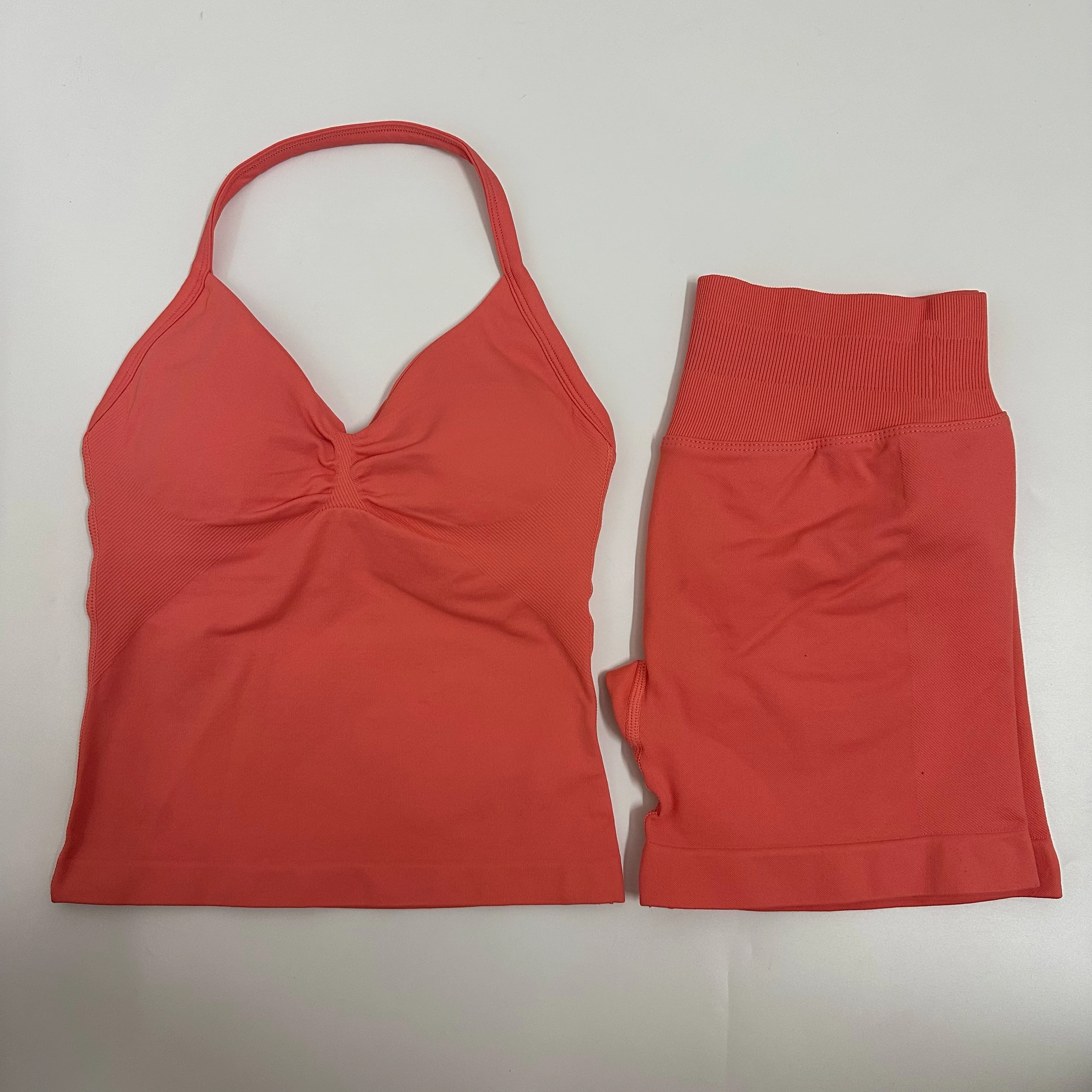 Yoga Set Dames Gevoerde Halter Top & Scrunch Butt Lifting Gym Shorts Set Zomer Sportkleding Trainingskleding