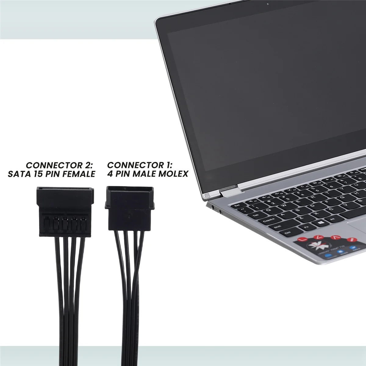 N35R_DU Molex IDE Convertidor de corriente SATA macho de 4 pines a hembra de 15 pines, paquete de 2