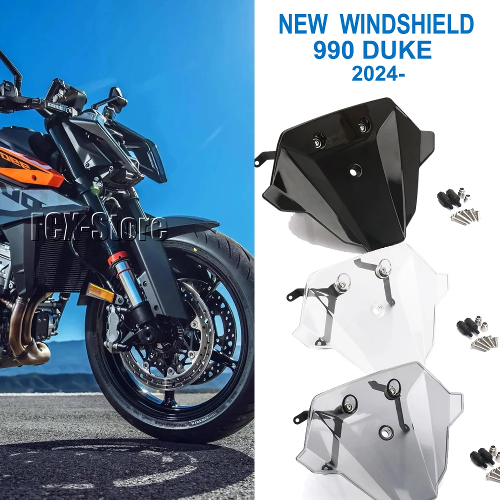 Motorcycle Accessories 3 Color Windshield Sport Windscreen Screen Wind Deflector For 990 DUKE 990Duke 990 Duke 2024