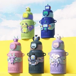 1pc Cute Girls 316 Stainless Steel Insulated Mug Student Cartoon Mug Silicone Sleeve Insulated Water Bottle