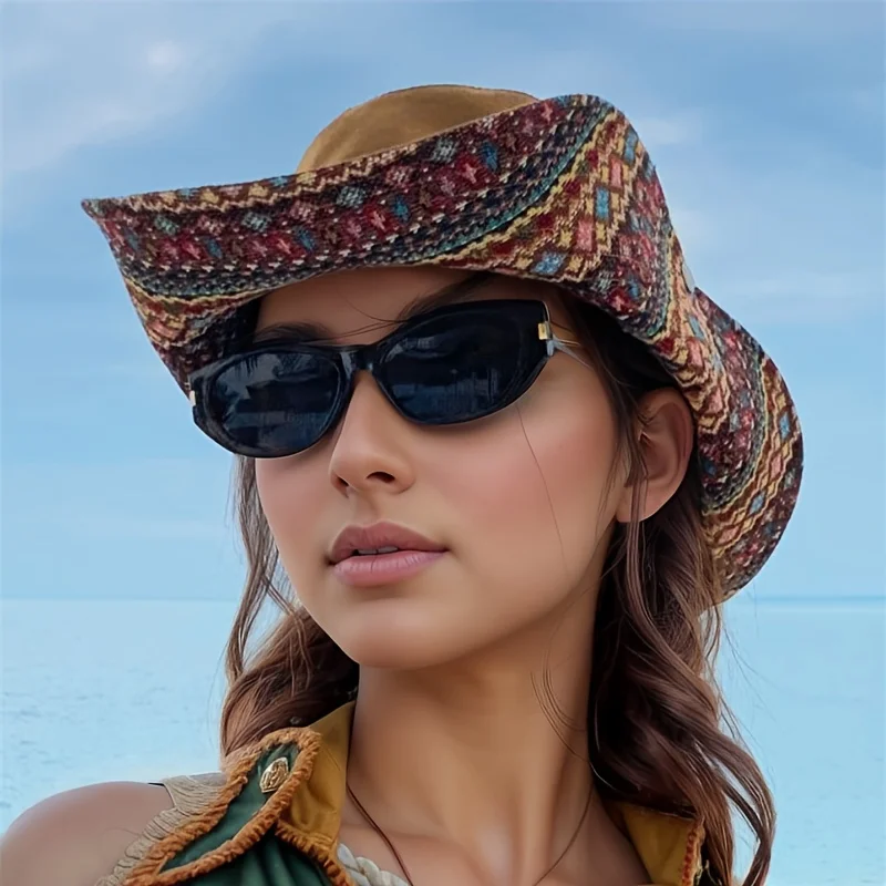 

Женская двусторонняя пляжная шляпа в богемном стиле для горного туризма/путешествий/рыбалки, ветрозащитная рыбацкая шляпа, аксессуар для активного отдыха на природе
